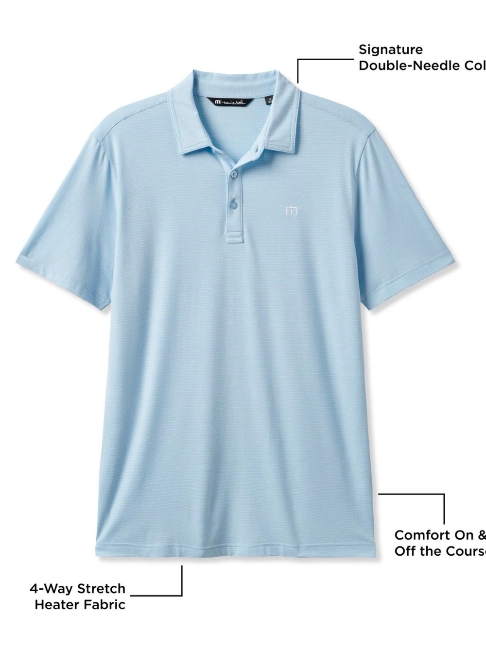 Travis Mathew The Heater Polo Shirt Blue Mens XL Performance Golf 1MW396 - Picture 8 of 8